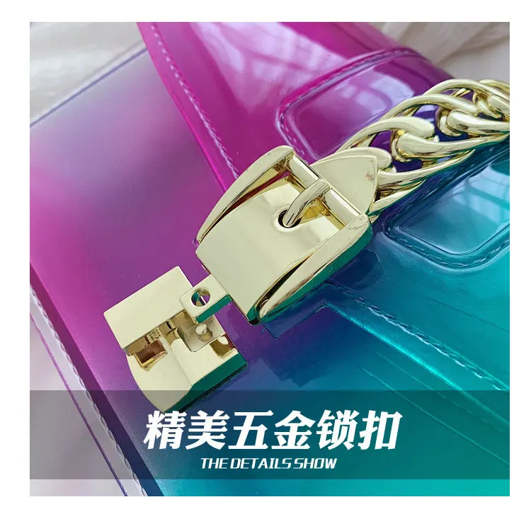 8 Colors Fashion Jelly Bag Casual Panelled Chain Shoulder Messenger Bags Summer Transparent Women Purse and Handbags Channel Bag