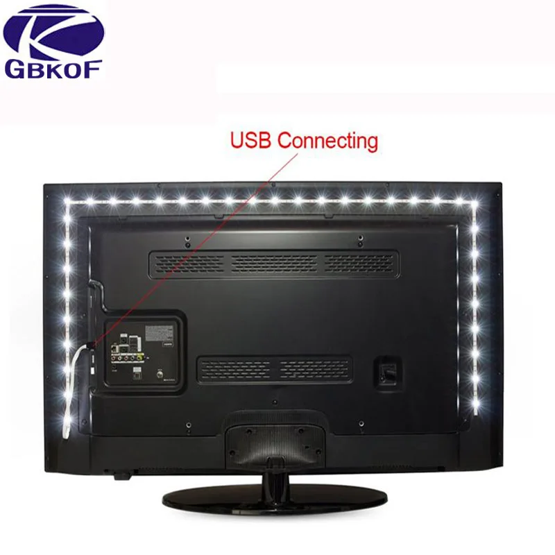 DC5V USB Светодиодная лента 5050 RGB гибкий свет 1 м 2 ТВ фоновое освещение клейкая IP20 не