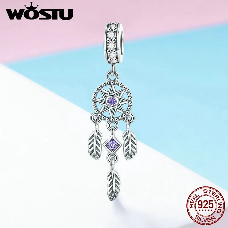 WOSTU горячая Распродажа настоящее 925 пробы серебро Богемия Ловец снов кисточка