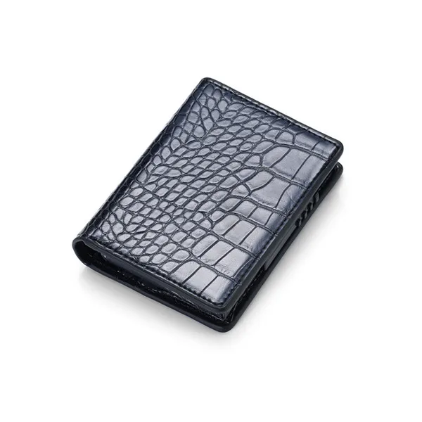 ZOVYVOL, Rfid кошелек, мужская сумка для денег, тонкий мини-кошелек, мужской металлический алюминиевый кошелек для карт, волшебный тонкий маленький смарт-кошелек для мужчин - Цвет: Crocodile Black X-36