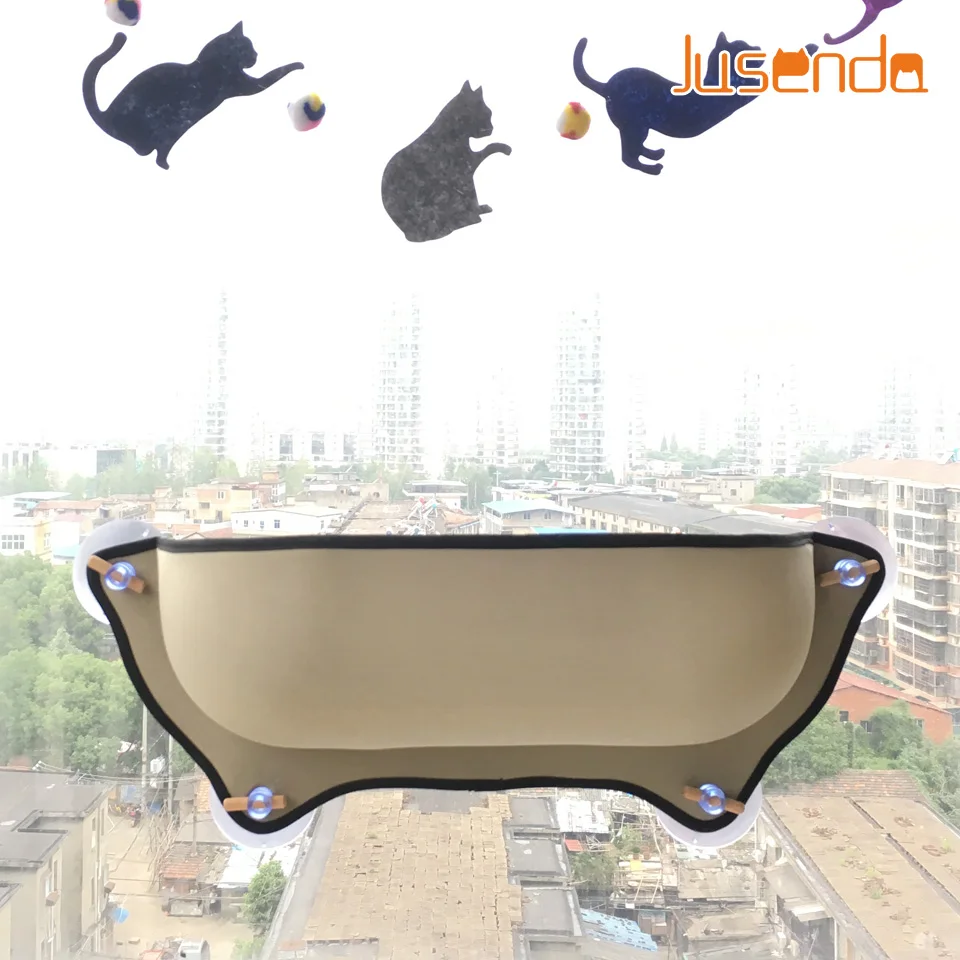 Cat Window bed Mounted Pot Bed Hammock Mat cat Lounger Perch Cushion Hanging Shelf Seat with Suction Cup for Ferret Chinchilla