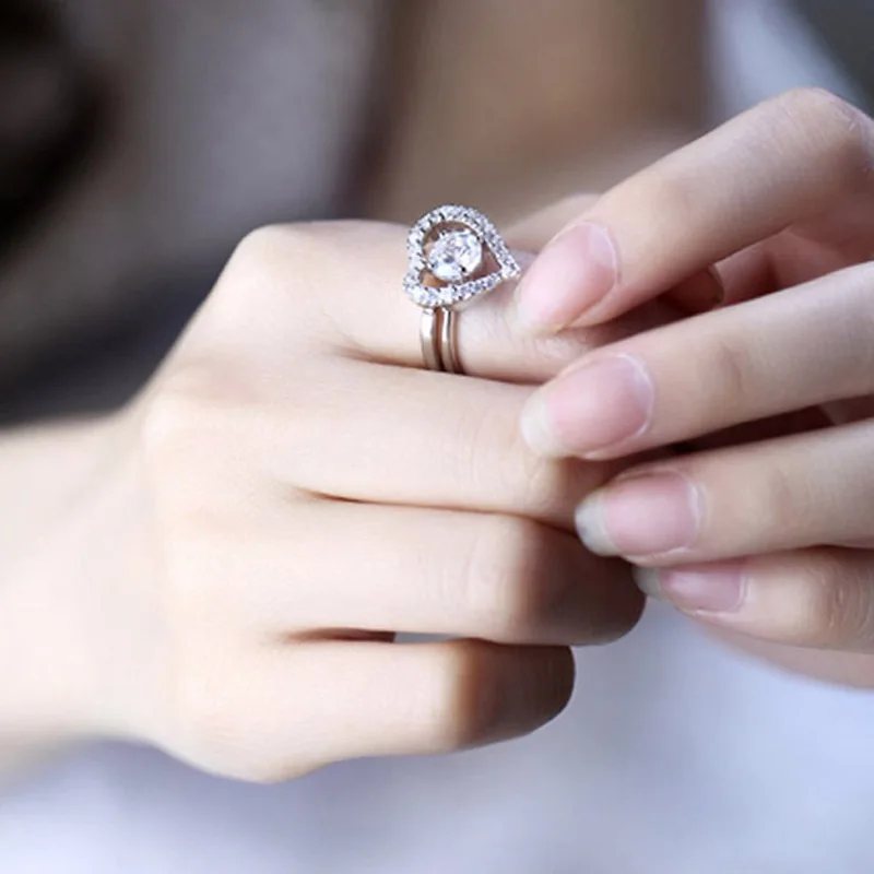 Moissanite Engagement Ring Set for Women Perfect Matching Genuine 14K Solid White Gold 0.8 Carat Heart Shape Your Lover | Украшения и
