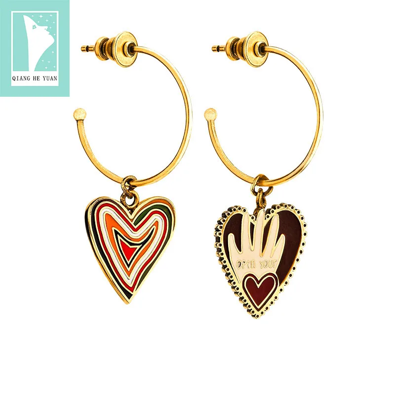 2019 модные асимметричные серьги в виде ладоней сердца для женщин золотые круглые