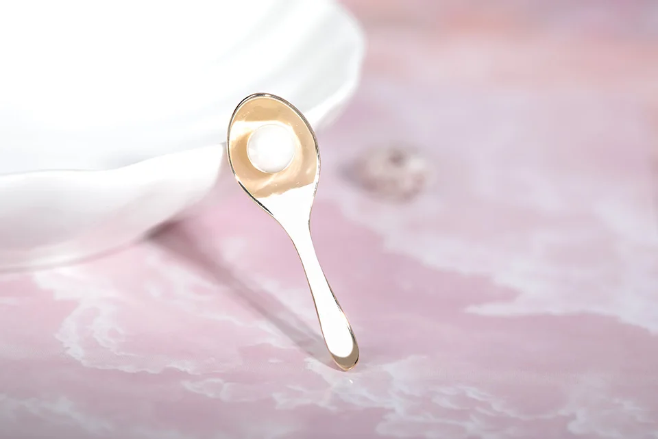 Blucome имитация жемчуга с ложкой формы Броши шпильки золотистого цвета маленький костюм воротник клип иглы брошь инструменты для повара Harajuku значок