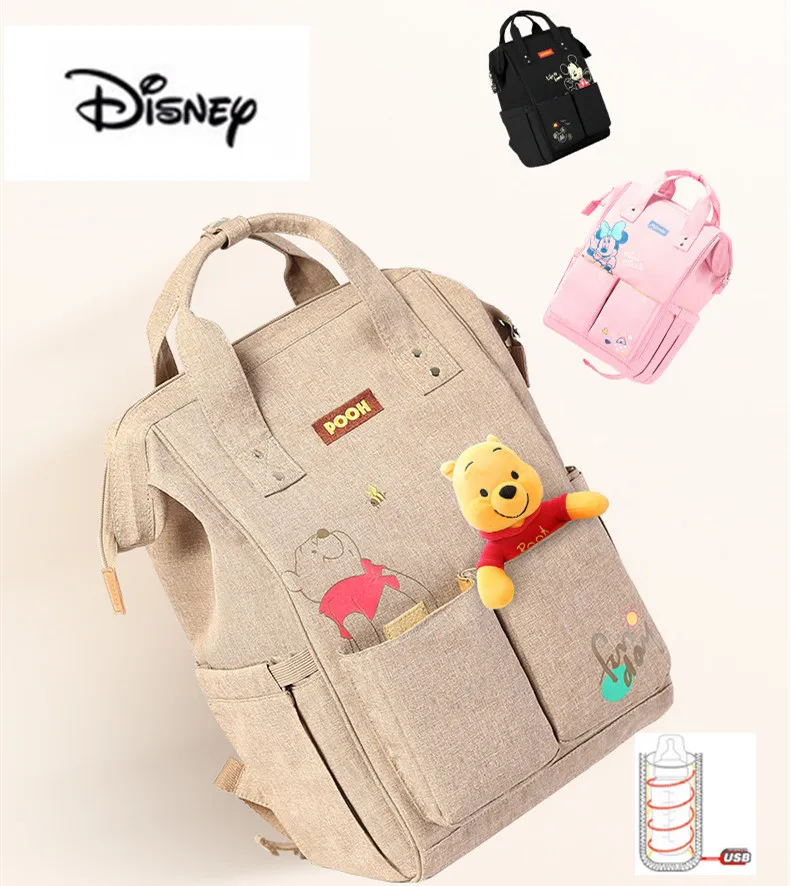 Сумка для подгузников disney, рюкзак с USB изоляцией для бутылочек, сумки с Минни и Микки, большая вместительность, сумка для путешествий, Оксфорд, для кормления ребенка, для мам