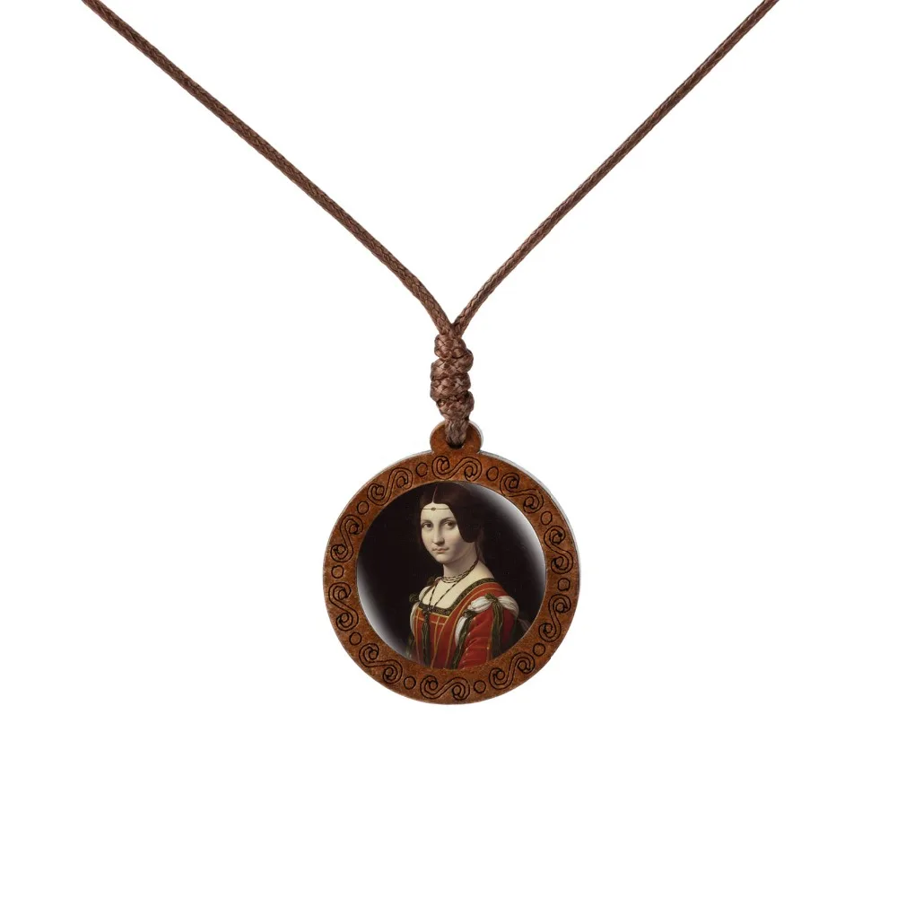 Leonardo Da Vinci деревянная подвеска ожерелье ювелирные изделия Мона Лиза Тайная