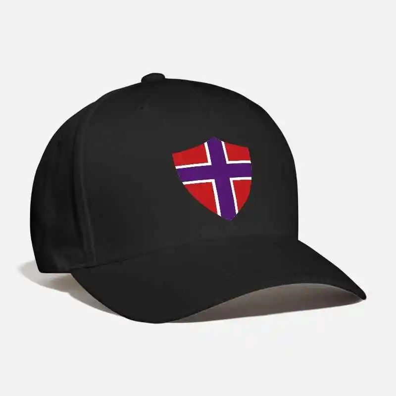 Норвежский флаг, дизайнерская Вышитая эмблема герба Берген, Oslo, Noreg, Европа, норж, унисекс, модная изогнутая бейсболка - Цвет: Black
