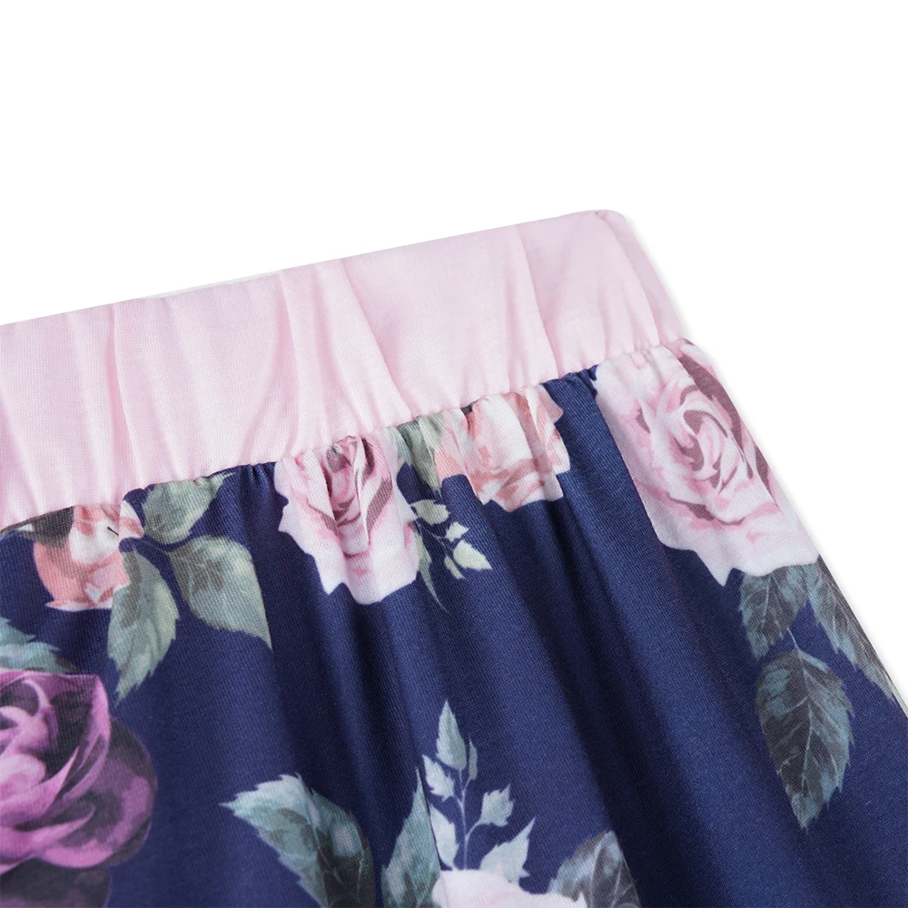 Весенняя повседневная женская пижама с цветочным принтом эластичной завязкой на