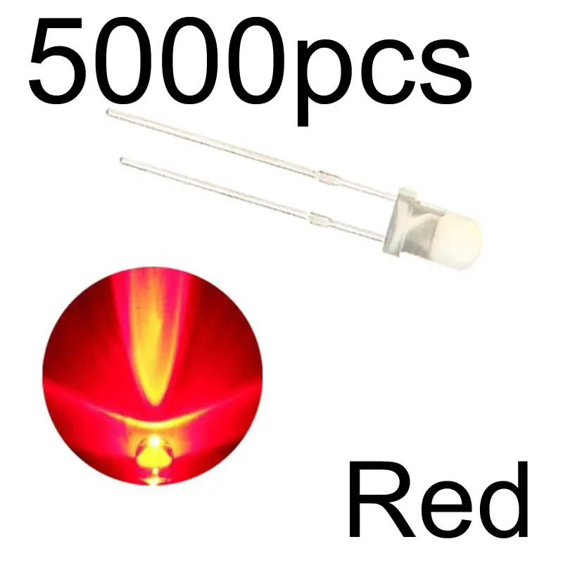light red 5000pcs MCIGICM 5000 шт. 5 мм светодиодный диодный светильник Набор DIY светодиодный s Набор белый желтый красный зеленый синий электронный diy Набор Горячая Распродажа - Цвет: light red 5000pcs