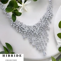 hibride luxury shiny crystal cz stone pendant necklace women jewelry sets trendy style for female party gifts n 216