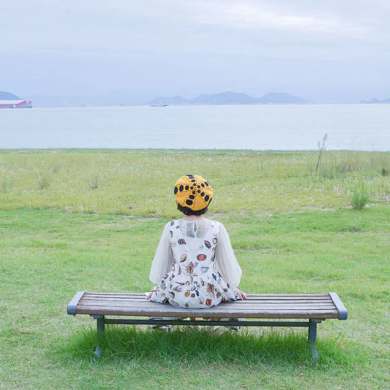 Faramita праздник Yayoi Kusama желтый Тыква Девушки Волнистые точки винтажные береты шерсть фетр ручной работы женская шляпа индивидуальность женщина