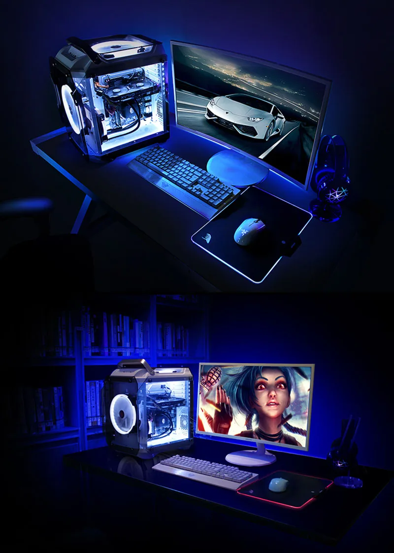 360*237*480 мм закаленное стекло ATX игровой системный блок RGB Air Cool водяное охлаждение корпус ПК Материнская рама полнобоковое прозрачное шасси