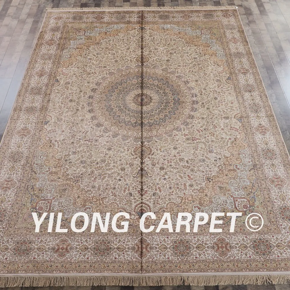 Kopen Yilong 9'x12 'Handgeknoopte Perzische Tapijten Turkse Medaillon Silk Tapijten (LH167A9x12)