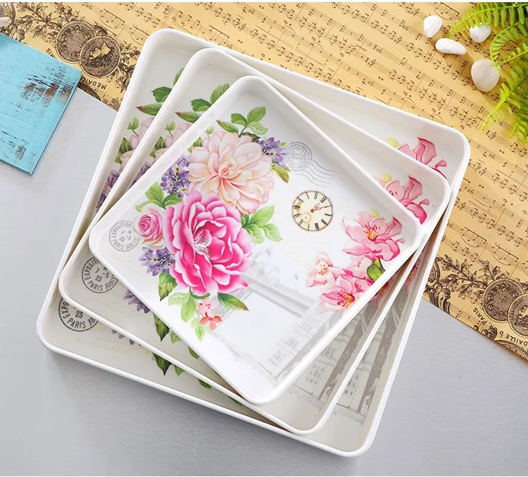 

25cm,30cm,35cm Non-slip Dish Plate Square Trays for Party/Hotel/Home Dinner Plate Dish for Snacks Fruit Milk for Wedding Gift