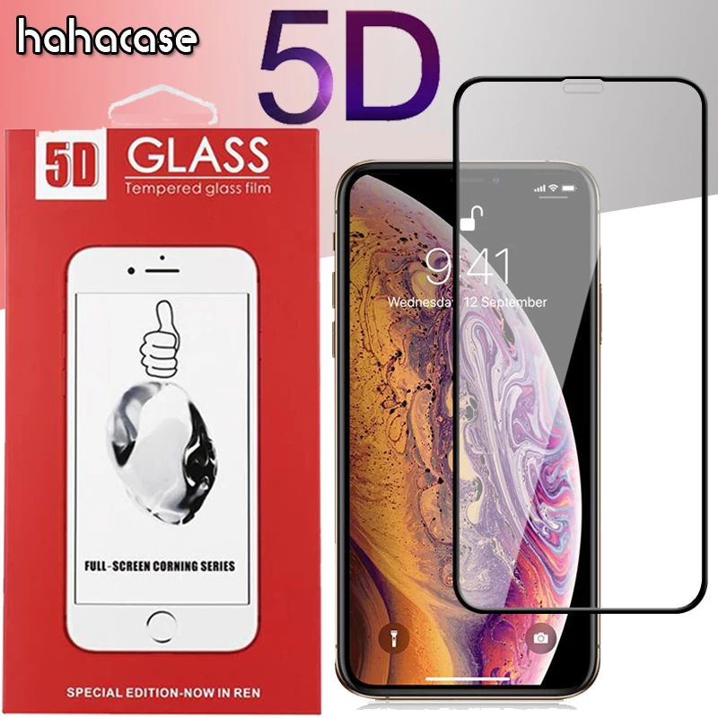 Изогнутое закаленное стекло 5D для iPhone 12 Mini 11 Pro Max XS XR X 8 7 6 Plus SE 10 шт. защитная пленка