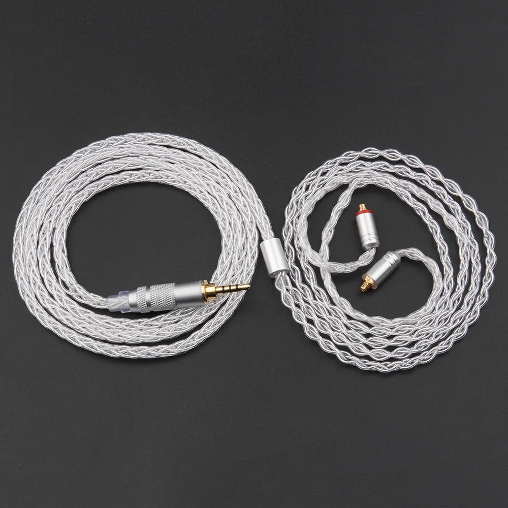 8 штук 3 5 мм 2 4 кабель MMCX для Shure SE215 SE535 SE846 pin ZS10 ZST ZAR ES4 ZS6 наушники посеребренный