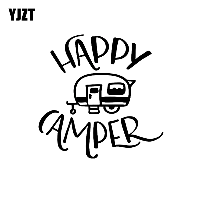 YJZT 16 см * 15 8 Виниловая наклейка на окно автомобиля в мультяшном стиле Happy RV
