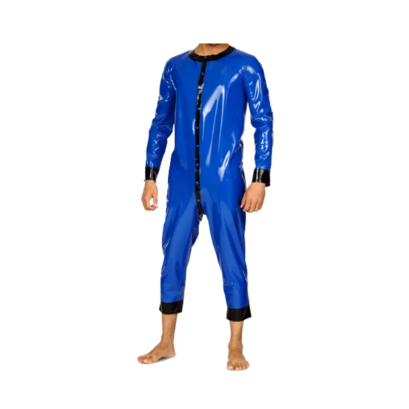 

Latex Catsuit Navy Blue and Black Long Sleeve One-piece Suit Size XXS-XXL