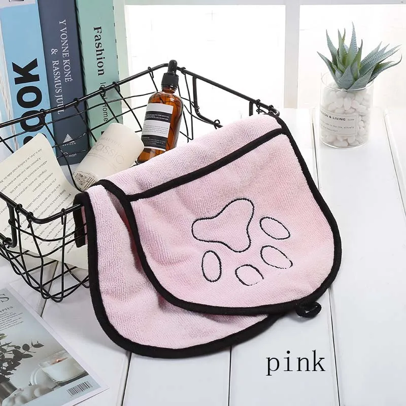 pink Полотенце для сушки домашних животных, ультра-абсорбирующее полотенце из микрофибры для собак, банное полотенце с двойным карманом, банные принадлежности - Цвет: pink