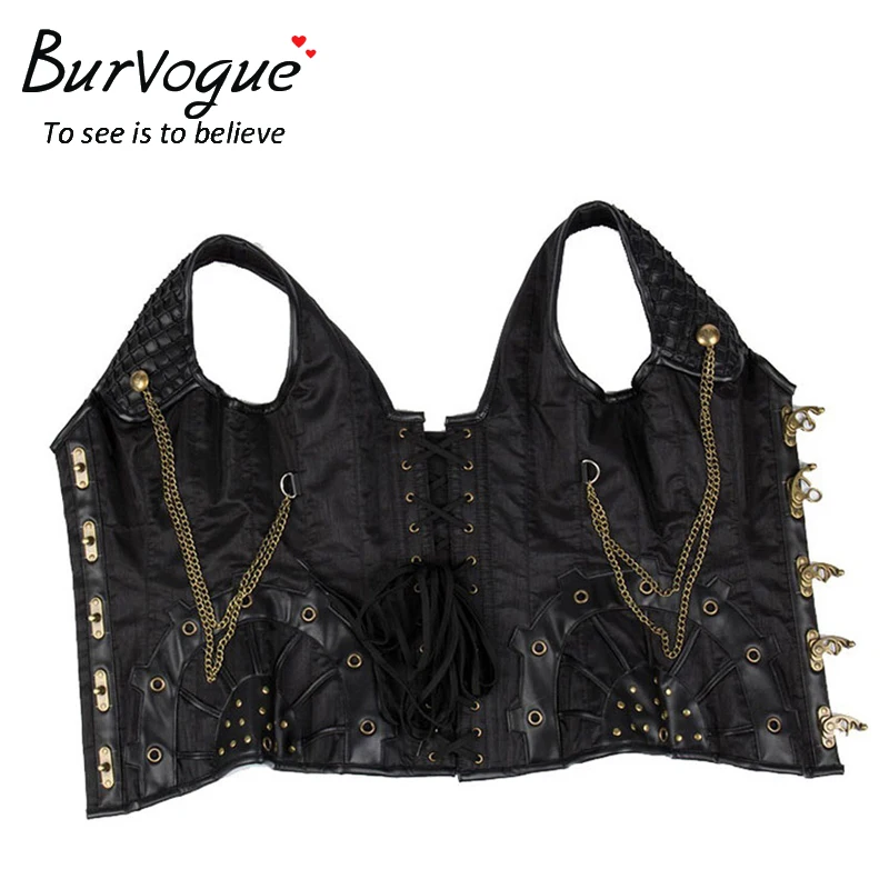 Burvogue стимпанк корсет женский Готический со стальными косточками Пояс Cincher жилет
