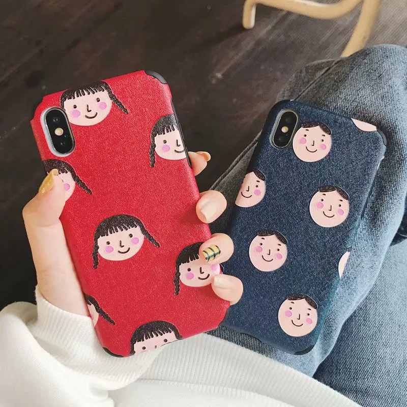 Чехлы для телефонов Relief с рисунком пары мальчика и девочки, для iPhone X XS MAX XR, красный и синий силиконовый чехол для 6 6s 7 8 Plus.