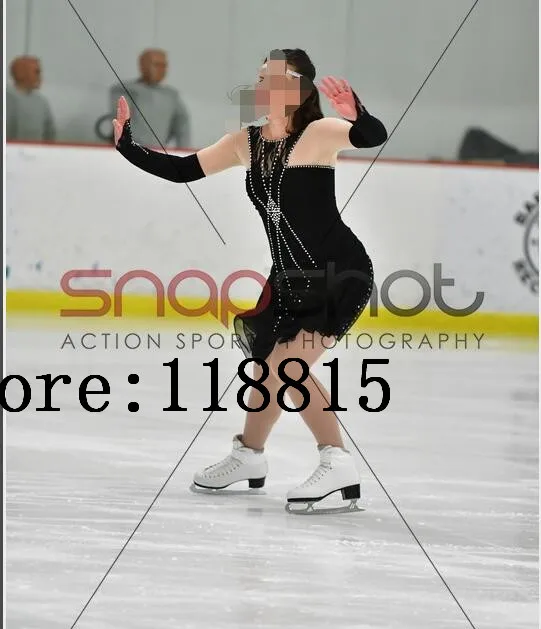 

Figure Skating Wear Black Girls Competition Skating Dress Women Ice Figure Dance Wear Kids Ice Skating Wear Crystals 2017 V43
