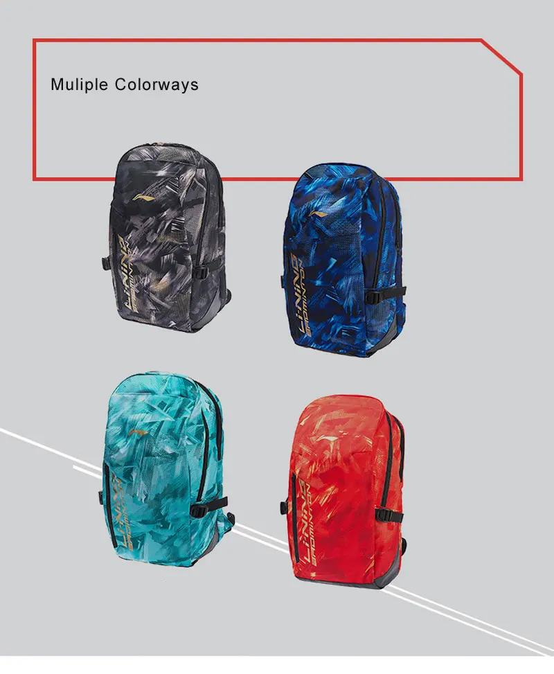 Li-Ning, Мужская серия бадминтон, рюкзак для тренировок, полиэстер, 25л, для обуви, карман, подкладка, спортивный рюкзак ABSN296 ZYF323