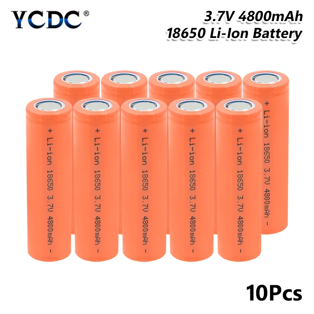 10 PCS 18650 Батарея 3,7 V 4800mAh литий-ионная литиевая аккумуляторная батарея с высоким разрядом большой ток батарея для фонарика фонарь - Цвет: 10 PCS