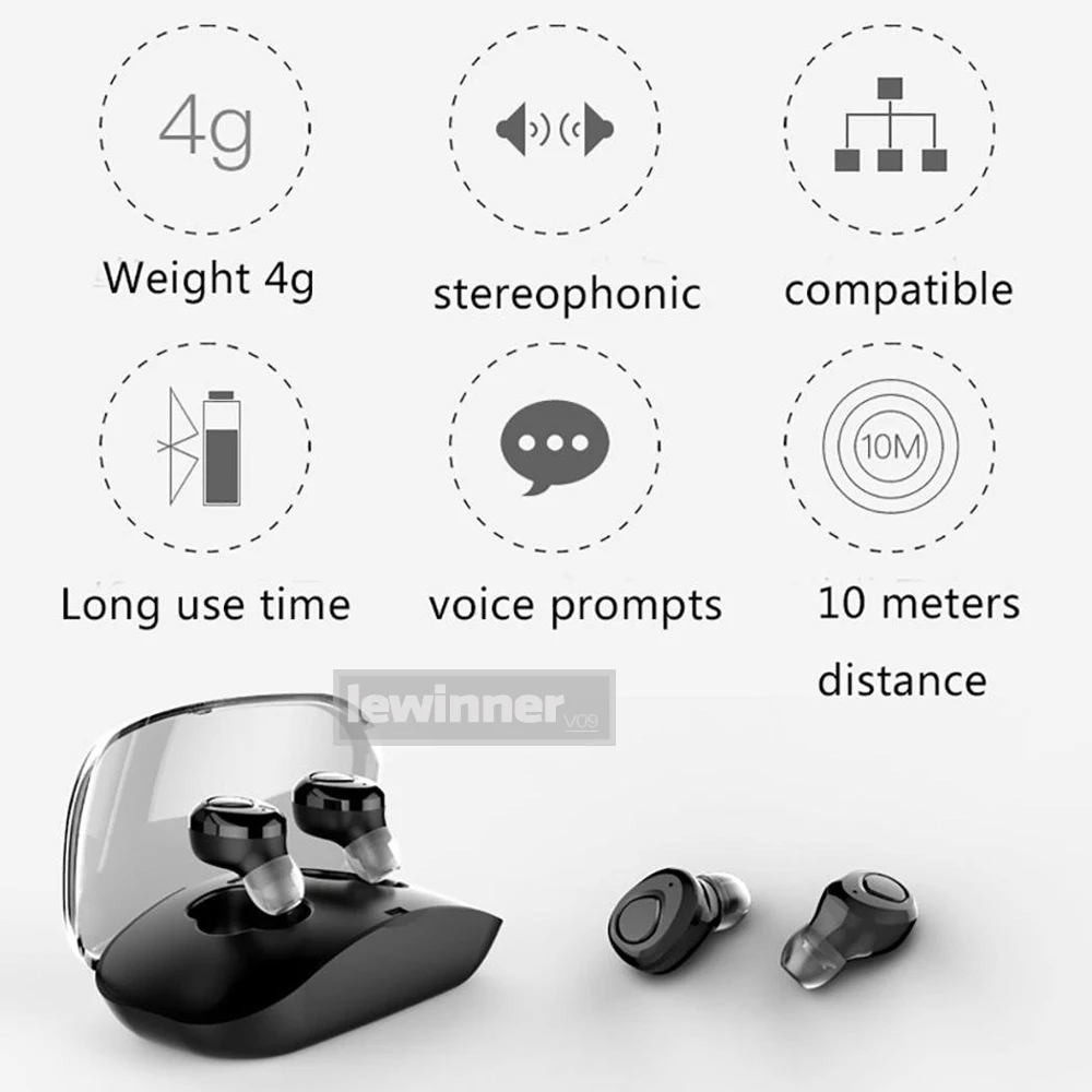 Lewinner TWS Bluetooth наушники гарнитуры X18s Беспроводные с громкой связью спортивные CVC 6 0