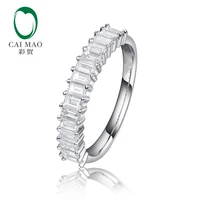 CaiMao Half Eternity Natural 0.57ctw Baguette Cut Diamonds 14k White Gold Engagement Wedding Band
