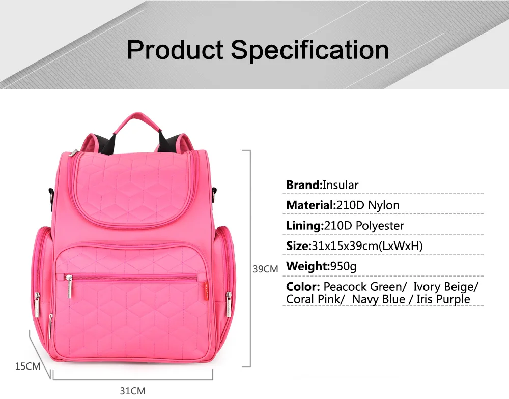 Новое поступление 2016 элегантные рюкзаки для детских подгузников сумки пеленок