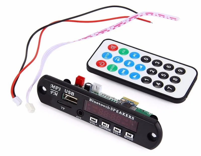 Цифровой светодиодный 12 в Bluetooth MP3 декодер плата с поддержкой батареи FM радио USB TF AUX пульт дистанционного управления для автомобиля XM-19