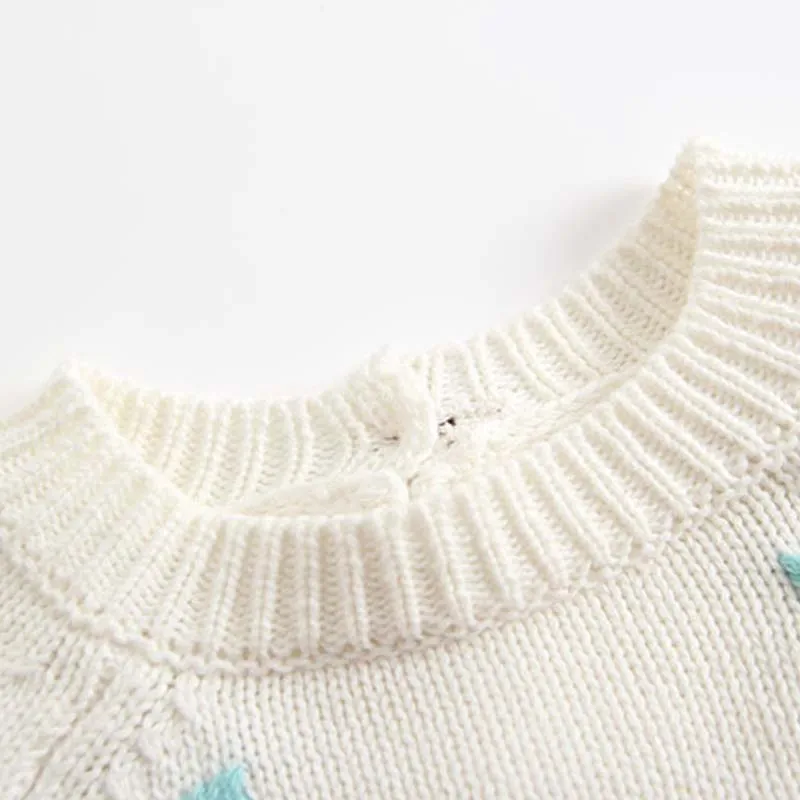 0-3Y Детский вязаный комбинезон для малышей Детская одежда для девочек Боди с ручной вышивкой Вязка Осенний комбинезон Детская одежда