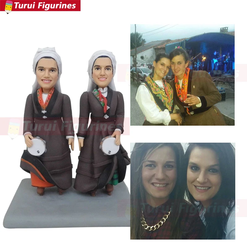 

dancing woman figurine with tambourine statuettes of festive scenes Custom clothing costume figurines design by Turui figurines