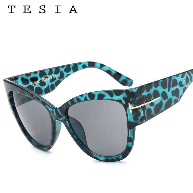 Женские солнцезащитные очки TESIA большие брендовые дизайнерские кошачий глаз в