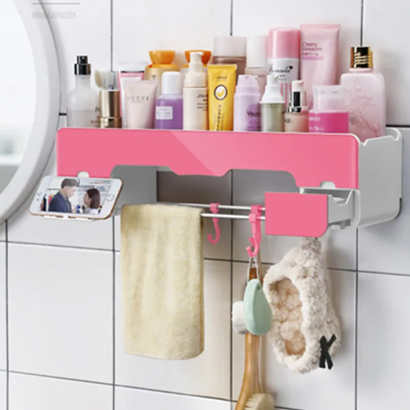 

Free Punch Bathroom Storage Organizer Waterproof Shower Organizer Multifunction Fashion Estanteria Escalera Badezimmer Organizer