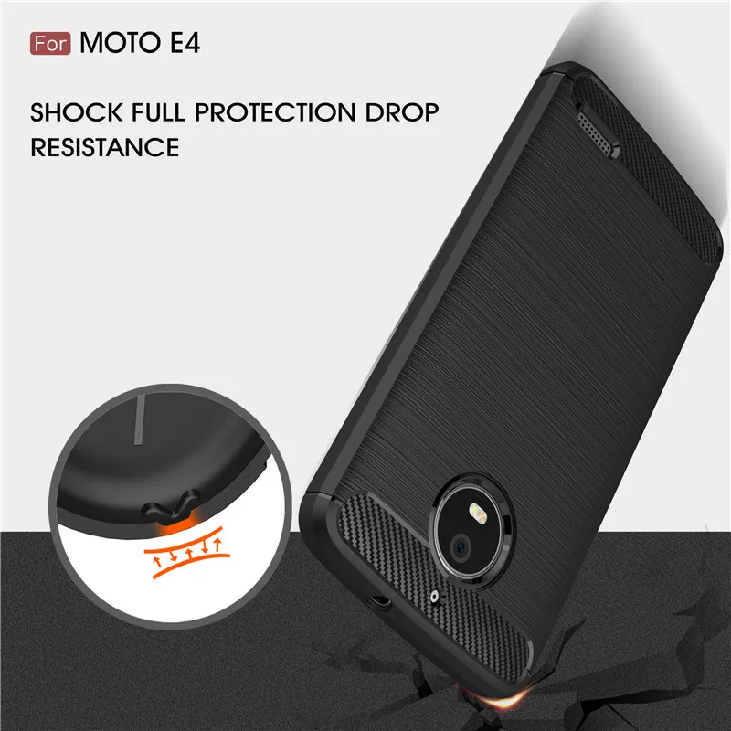 Для Moto E4 чехол для Motorola XT1762 XT1772 углеродного волокна Защитный телефона из ТПУ с