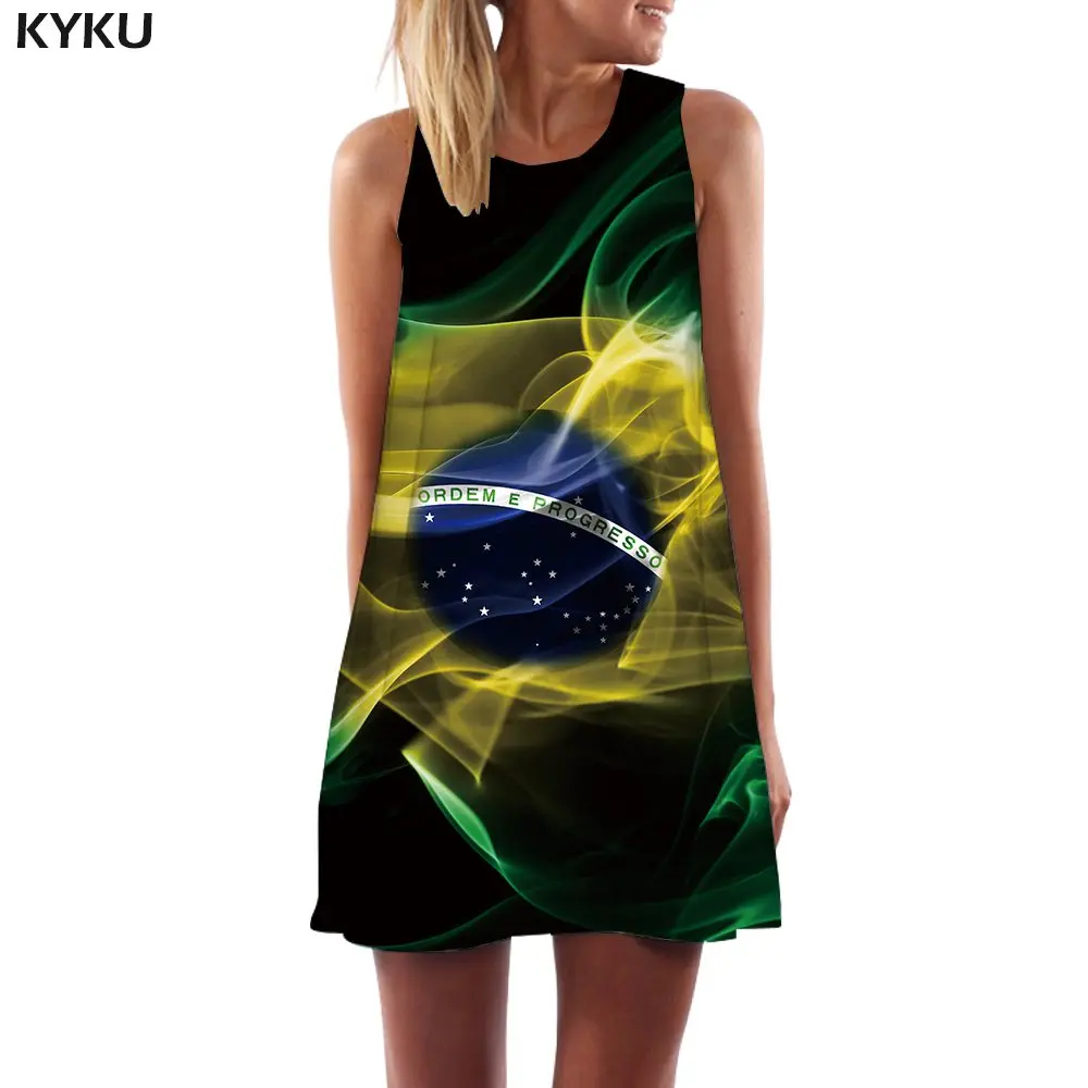 Ladies Dress08 KYKU Брендовое платье с бразильским флагом для женщин, бразильское офисное платье Harajuku, 3d принт с героями мультфильмов, вечерние платья в винтажном стиле, пикантная Женская одежда, летняя одежда - Цвет: Ladies Dress08