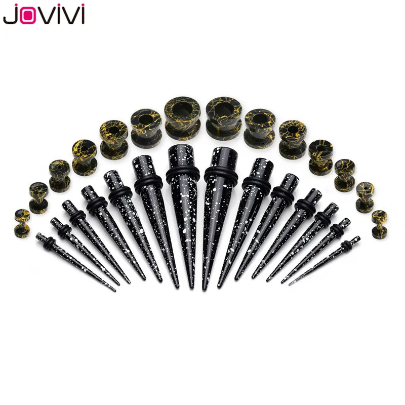 Jovivi 28 шт. 12 г-00 г акриловые ленты растяжки комплект+ туннель с двумя расширяющимися концами винт Туннели Вилки Сережка-расширитель комплект ушко пирсинг тела