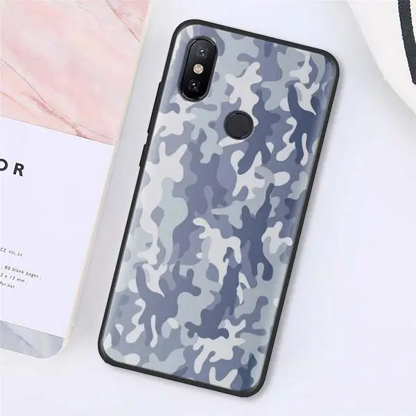 001 Камуфляжный военный армейский силиконовый чехол для Xiaomi Redmi 7 6 5 Note 7 5 6 Pro 4X 5A 6A S2 GO Poco F1 черный мягкий чехол - Цвет: 001
