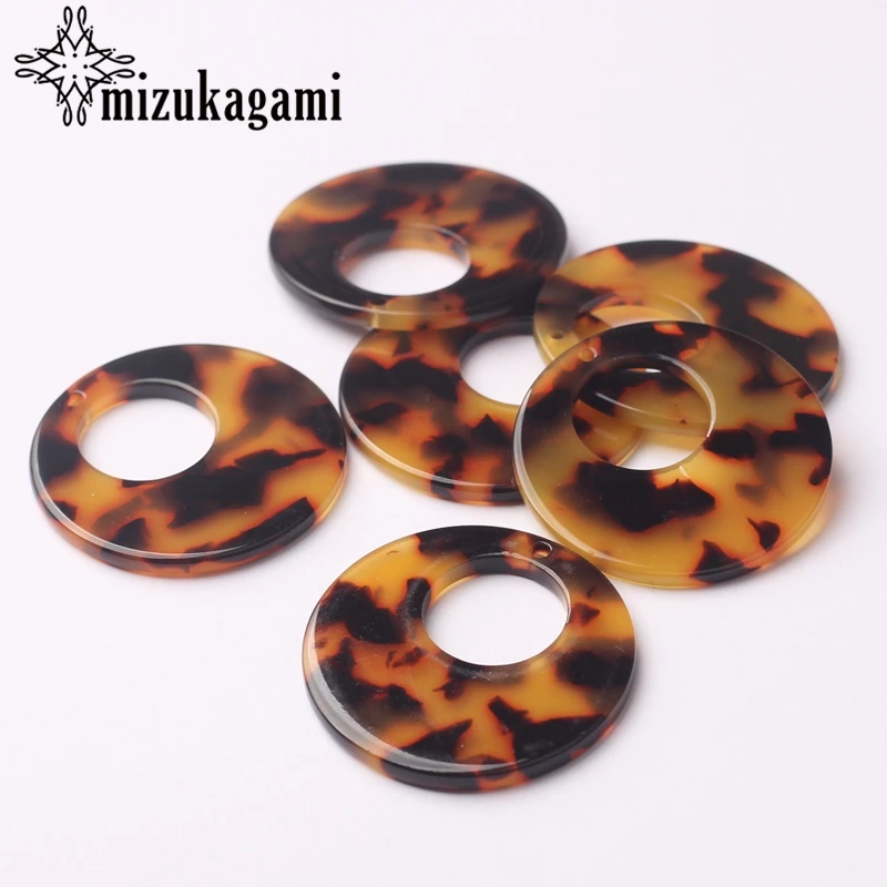 Круглые Подвески в форме черепахового кольца из уксусной смолы 34 мм 6 шт./лот