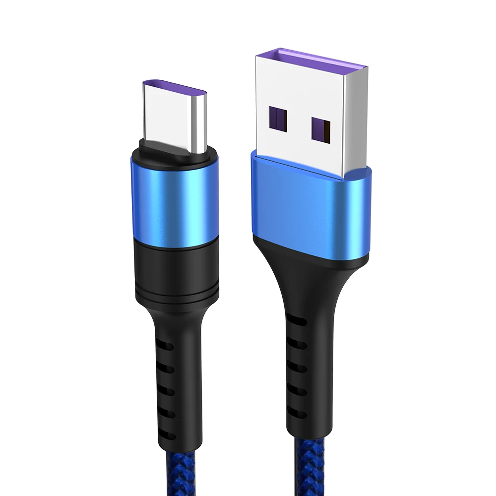 Blue Супер зарядка 5А Usb кабель Быстрая зарядка Usb type-c кабель для huawei Honor 20 10 P20 P10 Pro mate 10 mate 9 Pro Usbc кабель 1 м - Цвет: Blue