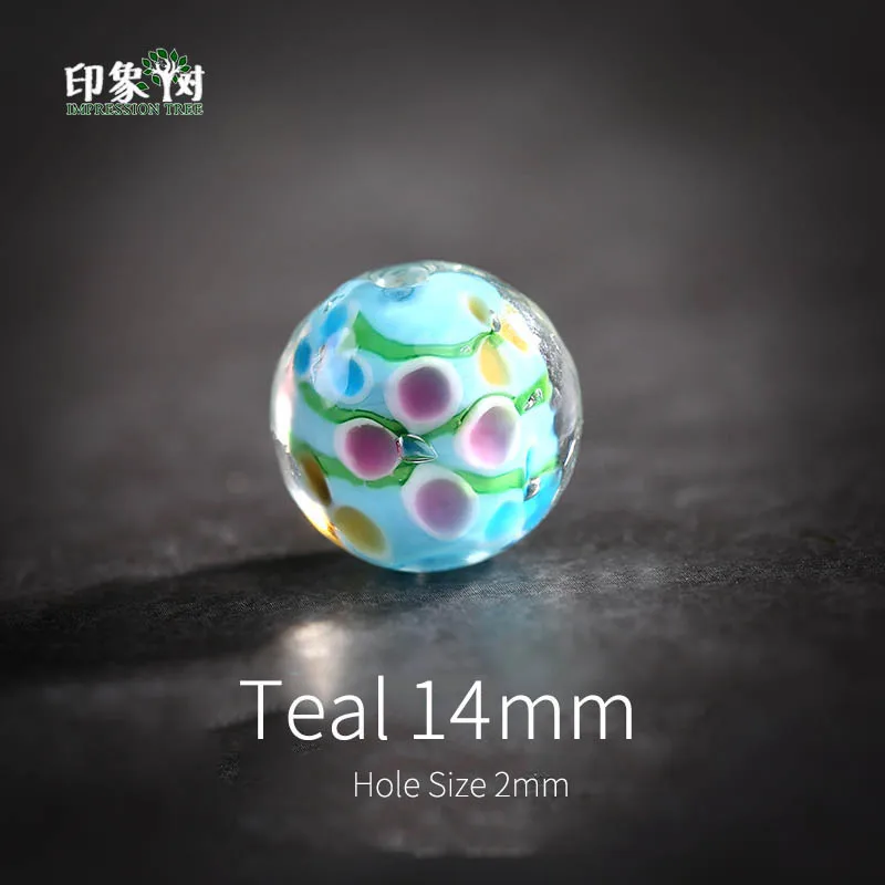 Teal 14mm 10pcs 10 шт 14 мм ручной работы лэмпворк Цветок Круглые свободные бусины разделитель стекло разноцветный из бисера ожерелье DIY для изготовления ювелирных изделий 1600 - Цвет: Teal 14mm 10pcs