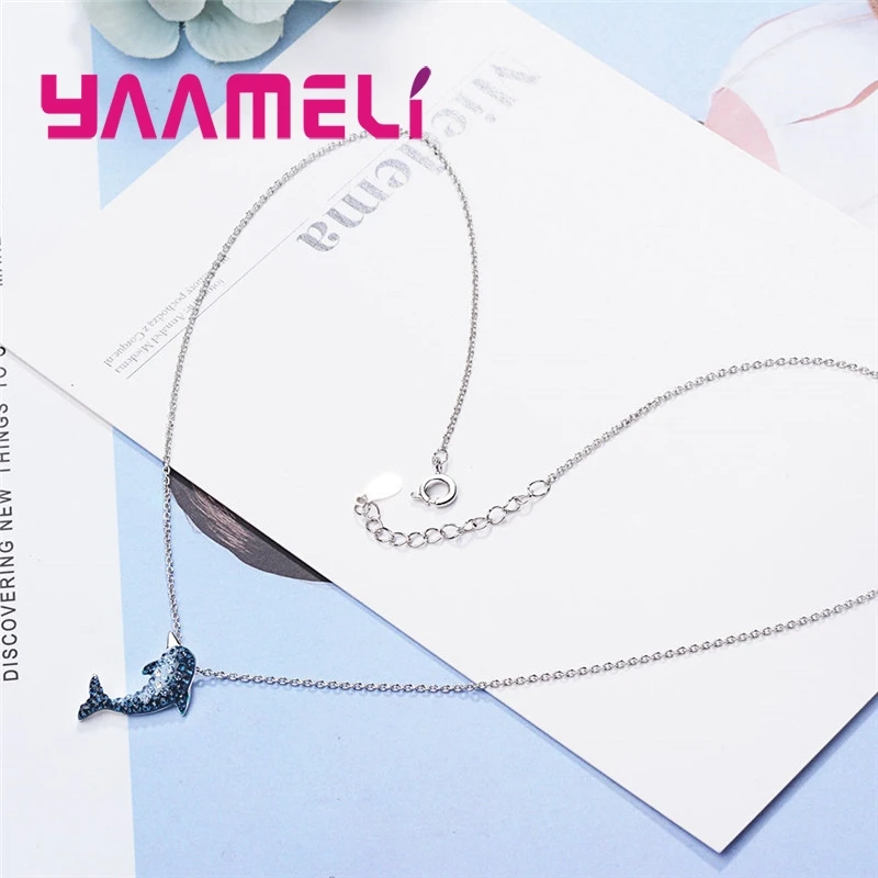 Кулон Kuxulry в форме дельфина для женщин ожерелье из стерлингового серебра 925 пробы