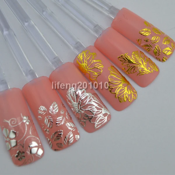 316 дизайн высокое качество золото серебро стикеры 3D на ногти Nail Art наклейки для