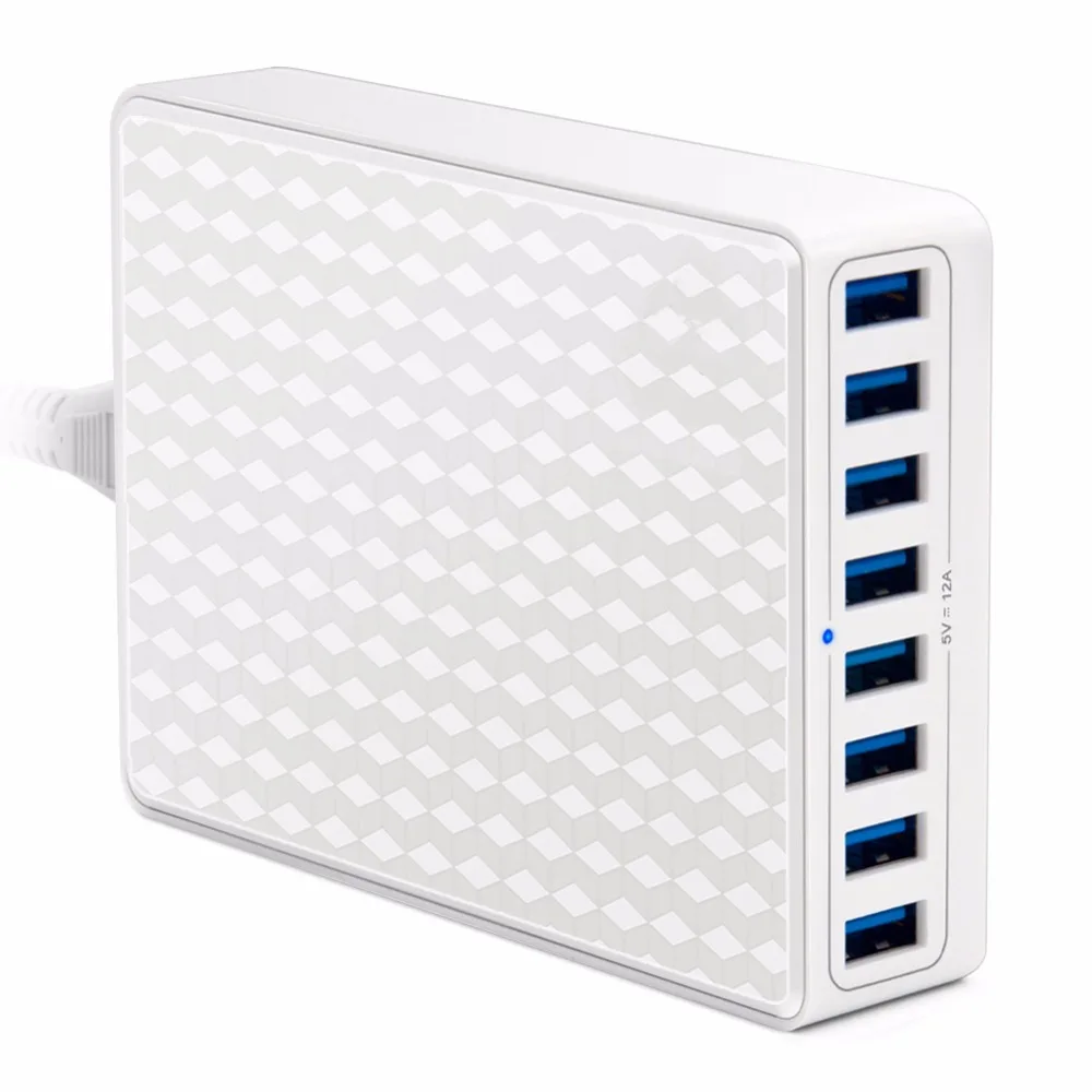 8-Ports USB Wall Charger 60W/12A Multi Desktop Charging Station Hub with ISmart Technology for iOS Android device | Мобильные