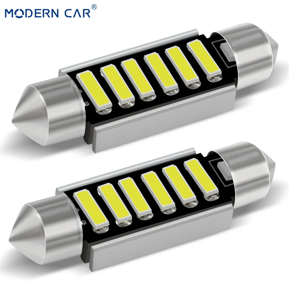 Современный автомобильный светильник 2 шт. C10W 7020 4/6SMD белый светодиодный Canbus без