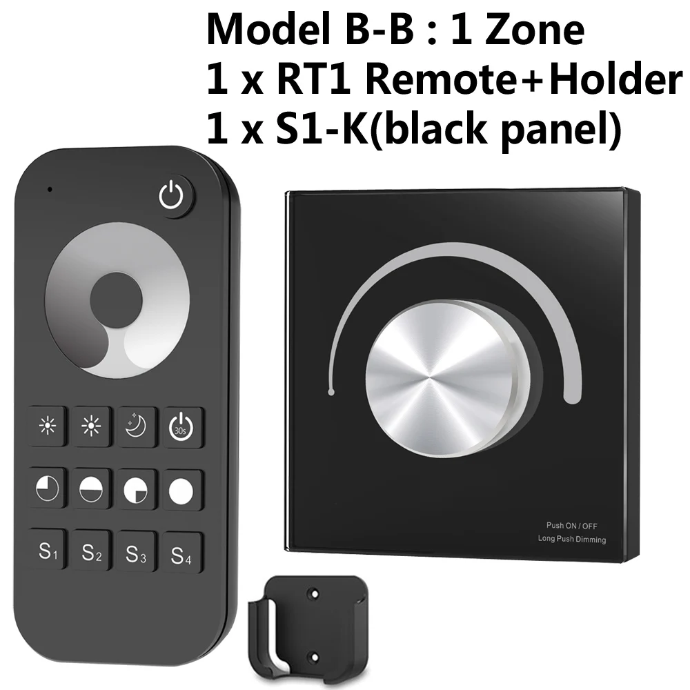 Model B Black AC симисторный регулятор светодиодного освещения 220V 230V 110V Беспроводной РЧ с регулируемой яркостью ручка переключателя с 2,4G пульт дистанционного управления для одного Цвет светодиодный лампы - Цвет: Model B Black