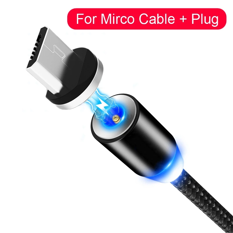 Магнитный USB кабель для iPhone 11 X samsung S10 S9 type C Магнитный зарядный провод для передачи данных Micro USB кабель кабели для мобильных телефонов - Цвет: Black Micro Cable