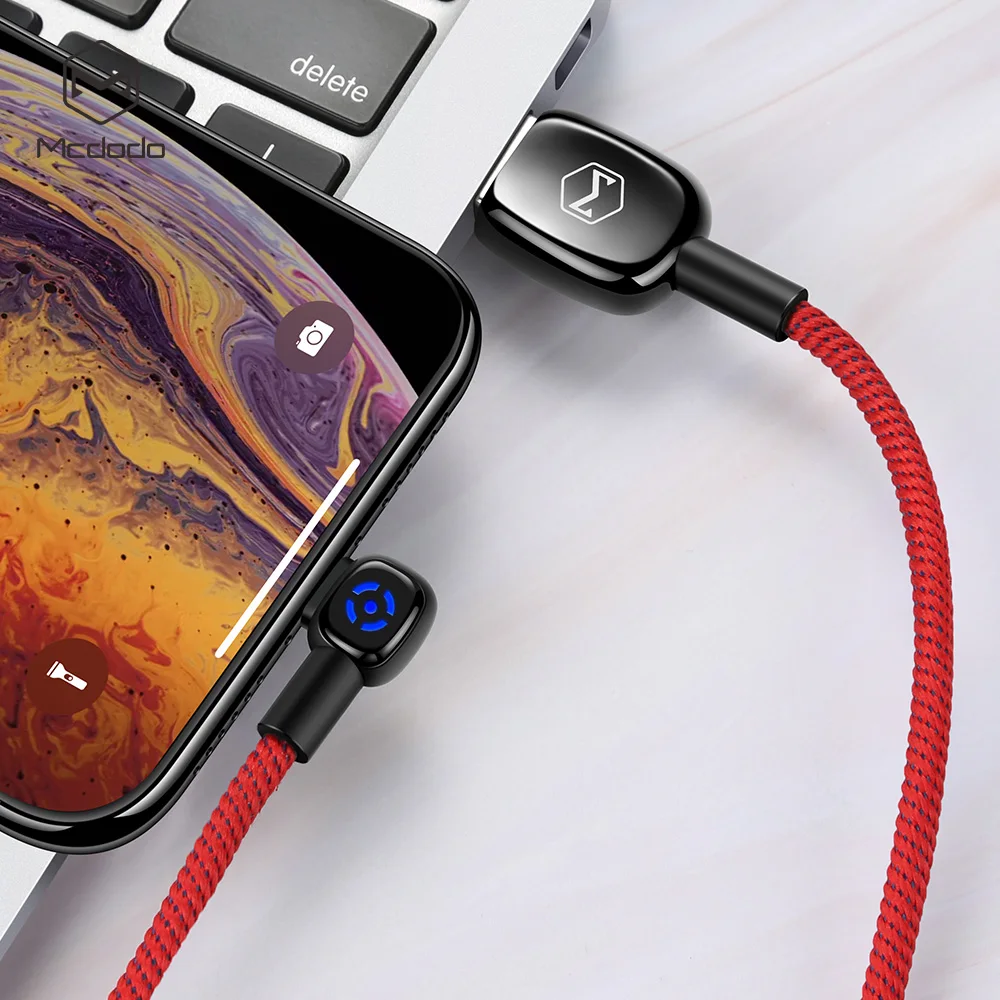 MCDODO автоматическое отключение 3A usb type C кабель для samsung Galaxy S9 S8 светодиодный